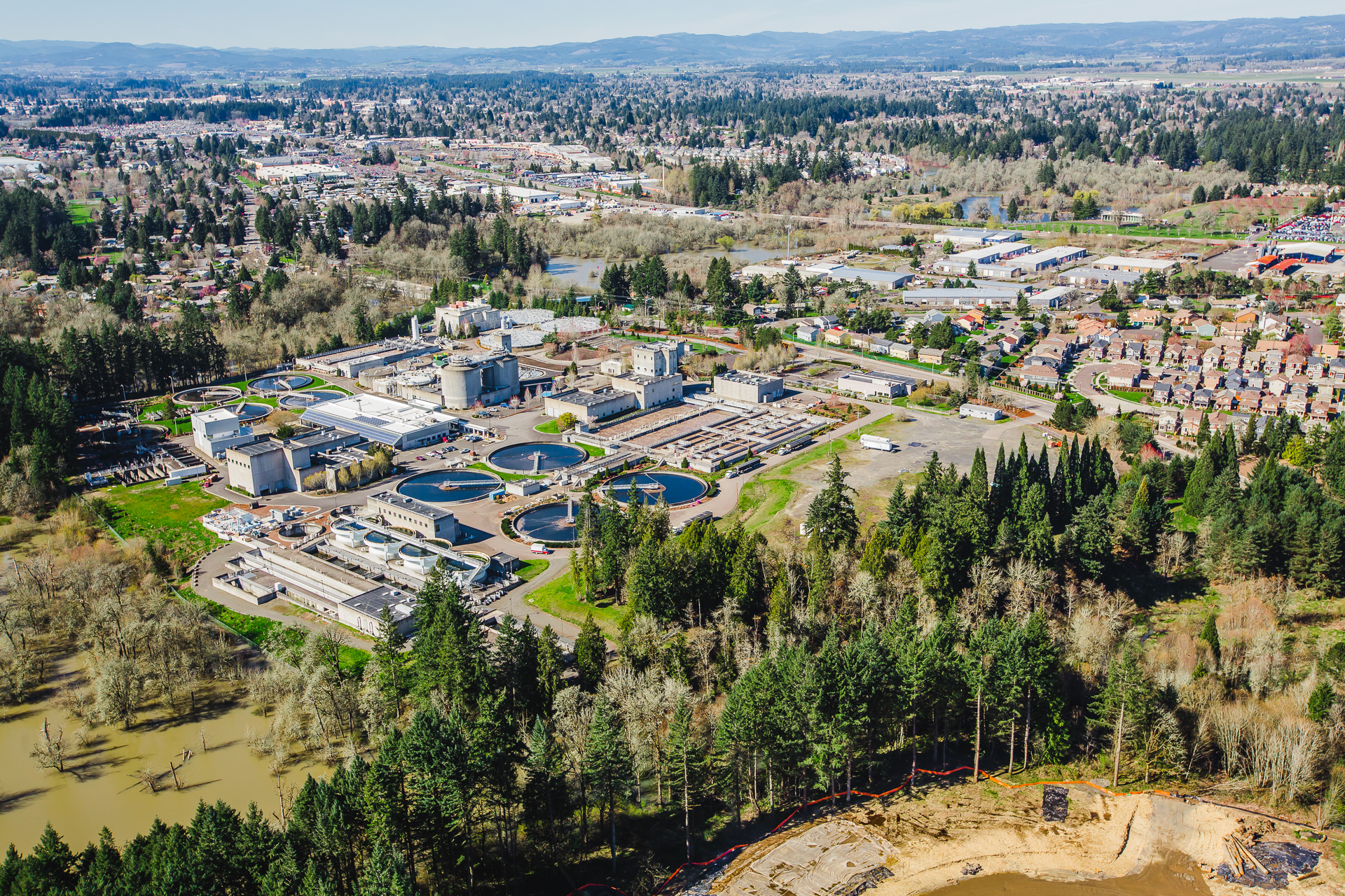 an aerial view of the rock creek water resource recovery facility.