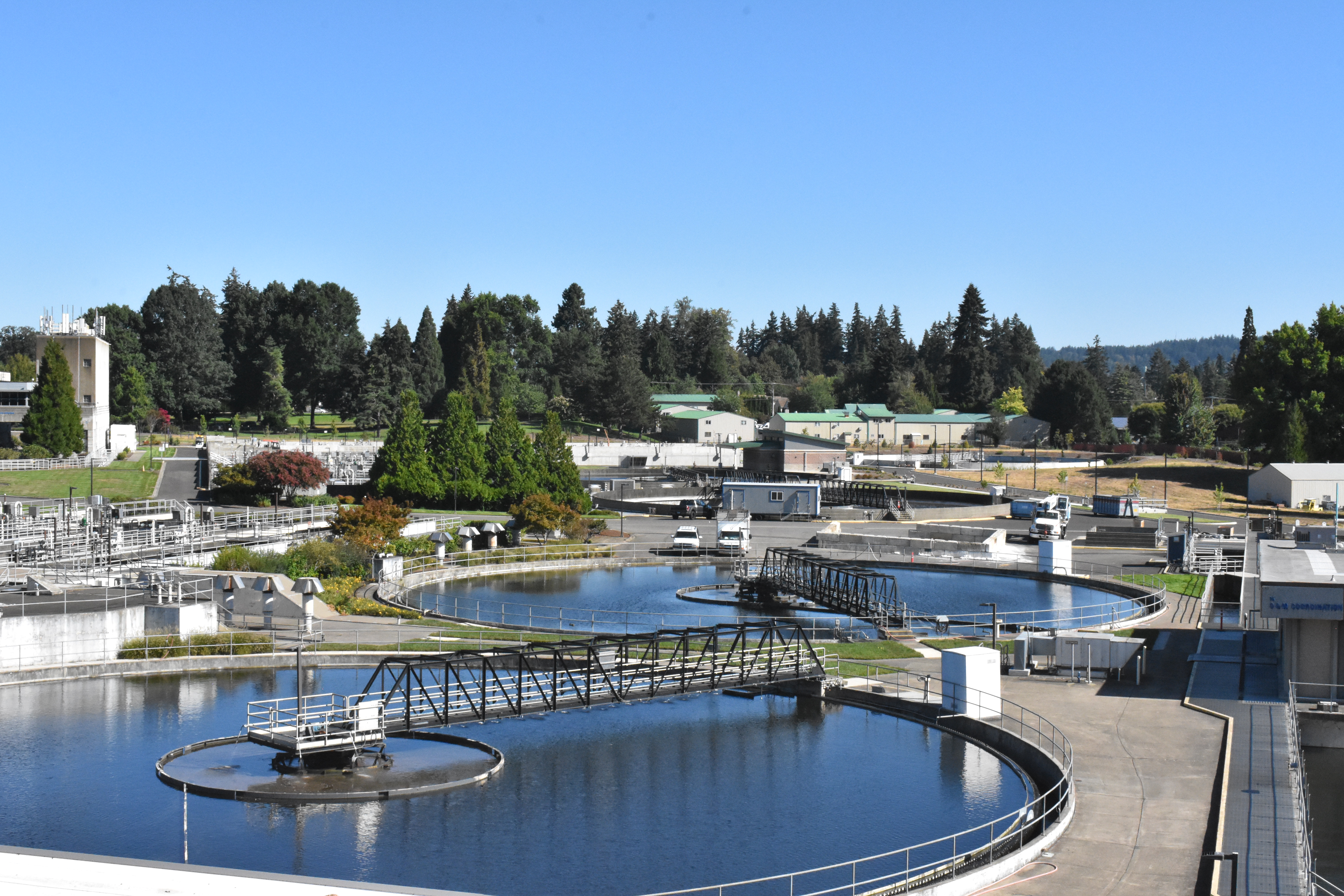 Clarifiers help clean used water at a water resource recovery facility